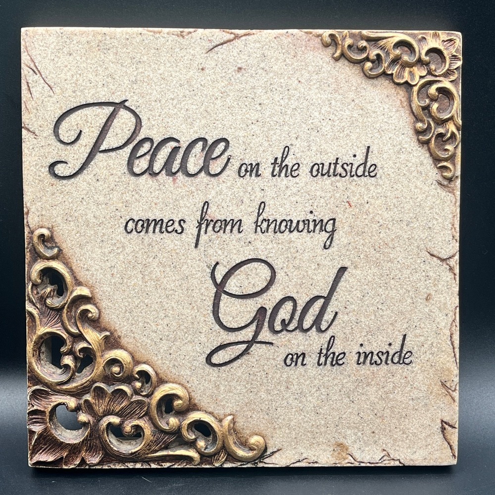 New View Religious Wall Plaque Peace From Knowing God Resin Sign 8" Decorative